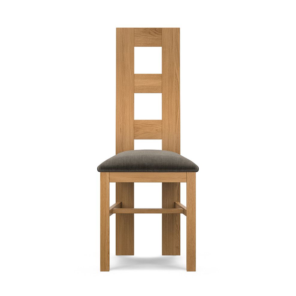 Wave Back Natural Solid Oak Chair with Verona Chocolate Fabric Seat 2