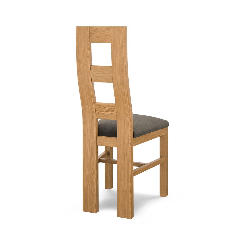 Wave Back Natural Solid Oak Chair with Verona Chocolate Fabric Seat 4