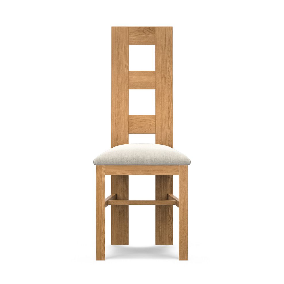 Wave Back Natural Solid Oak Chair with Verona Cream Fabric Seat 2