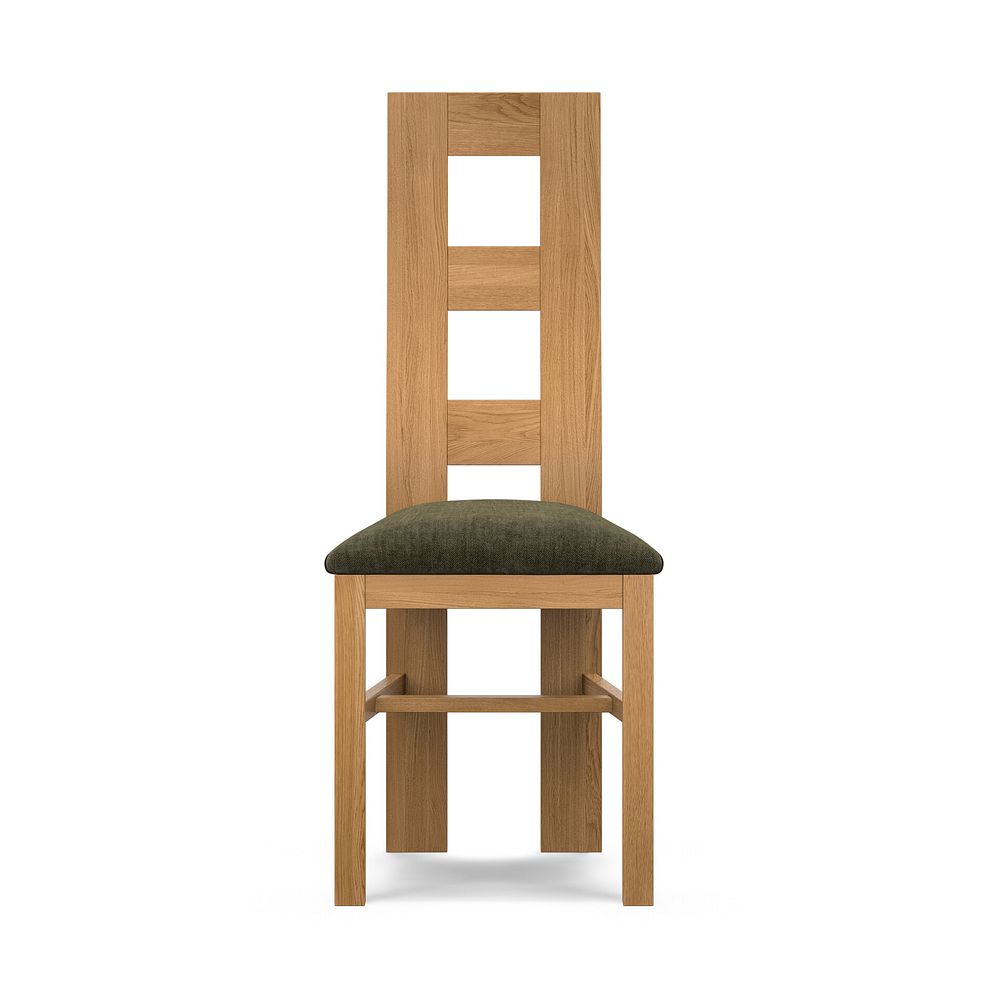 Wave Back Natural Solid Oak Chair with Verona Green Fabric Seat 2