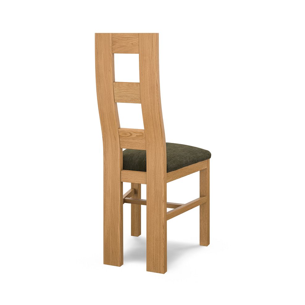 Wave Back Natural Solid Oak Chair with Verona Green Fabric Seat 4