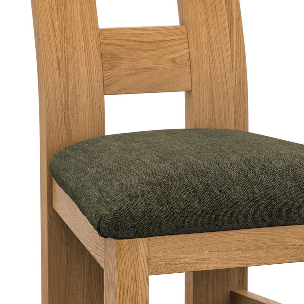 Wave Back Natural Solid Oak Chair with Verona Green Fabric Seat 5