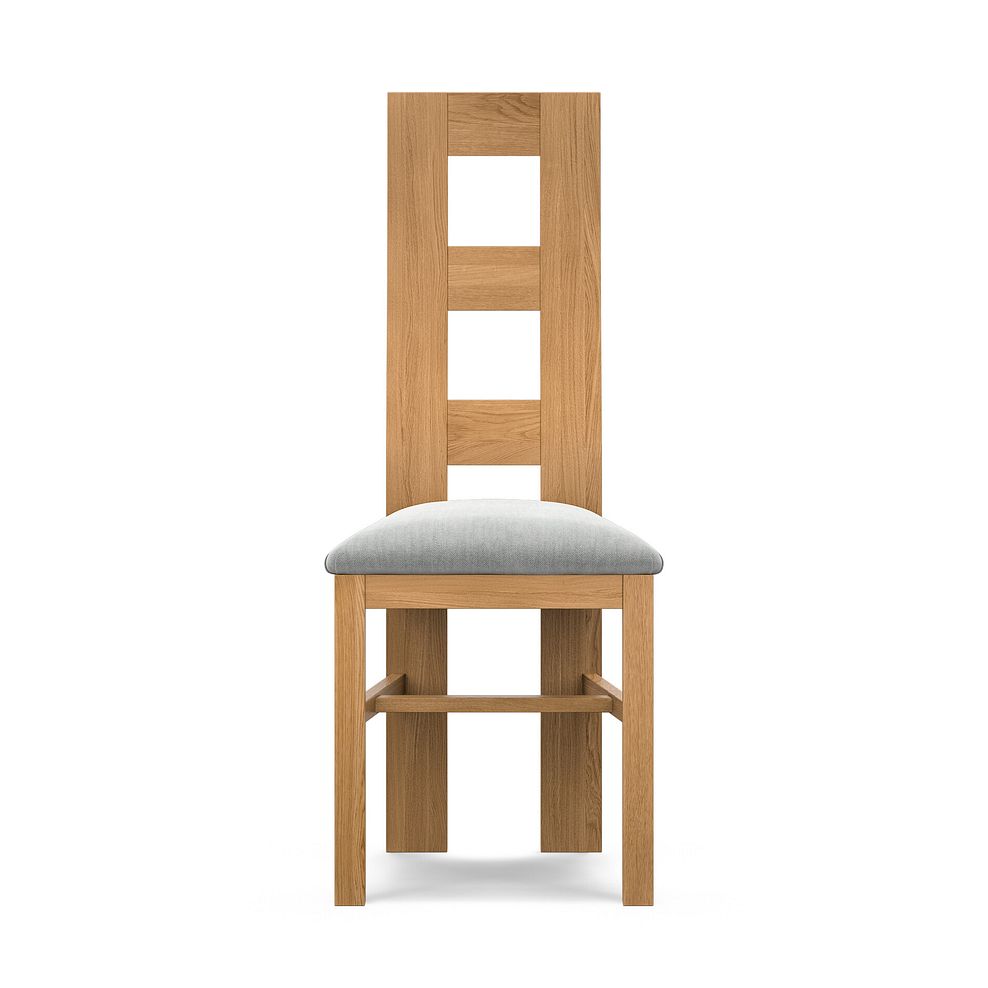Wave Back Natural Solid Oak Chair with Verona Grey Fabric Seat 2