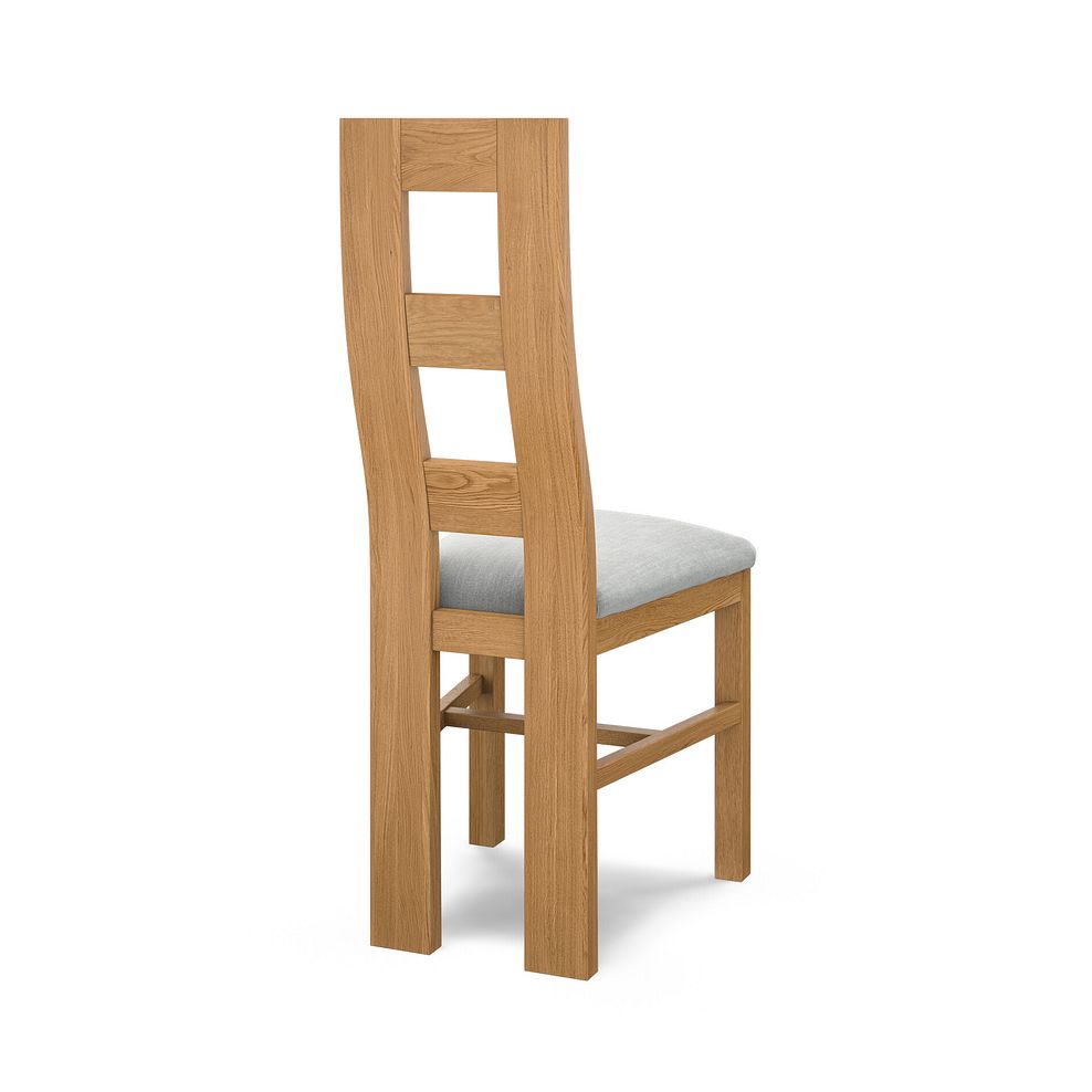 Wave Back Natural Solid Oak Chair with Verona Grey Fabric Seat 4