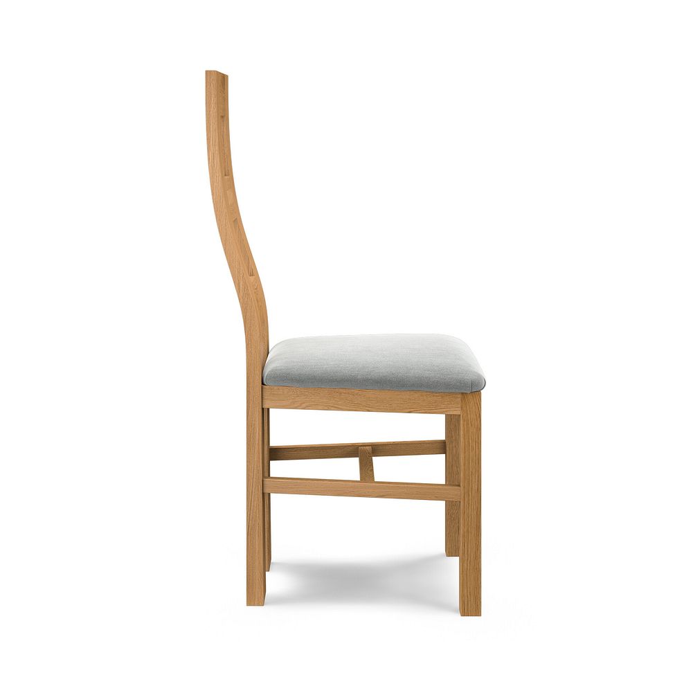 Wave Back Natural Solid Oak Chair with Verona Grey Fabric Seat 3