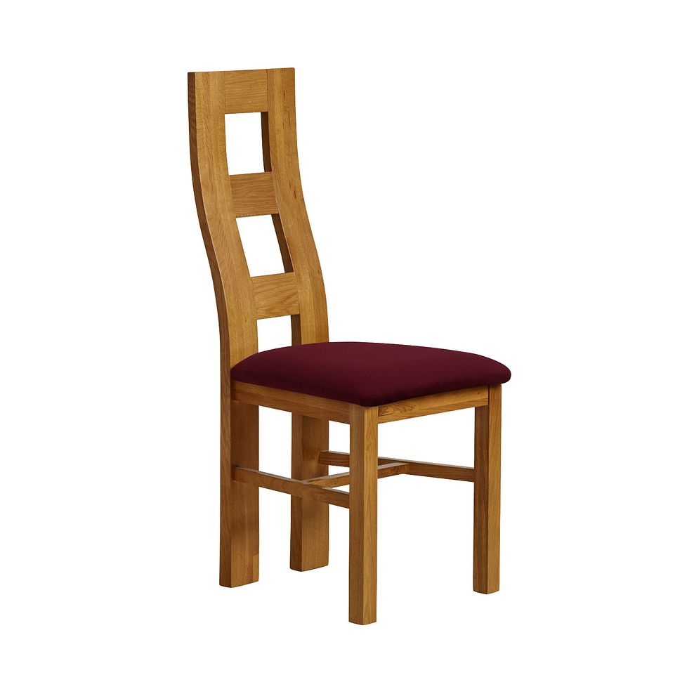 Wave Back Rustic Solid Oak Chair with Shiraz Velvet Seat Thumbnail 1