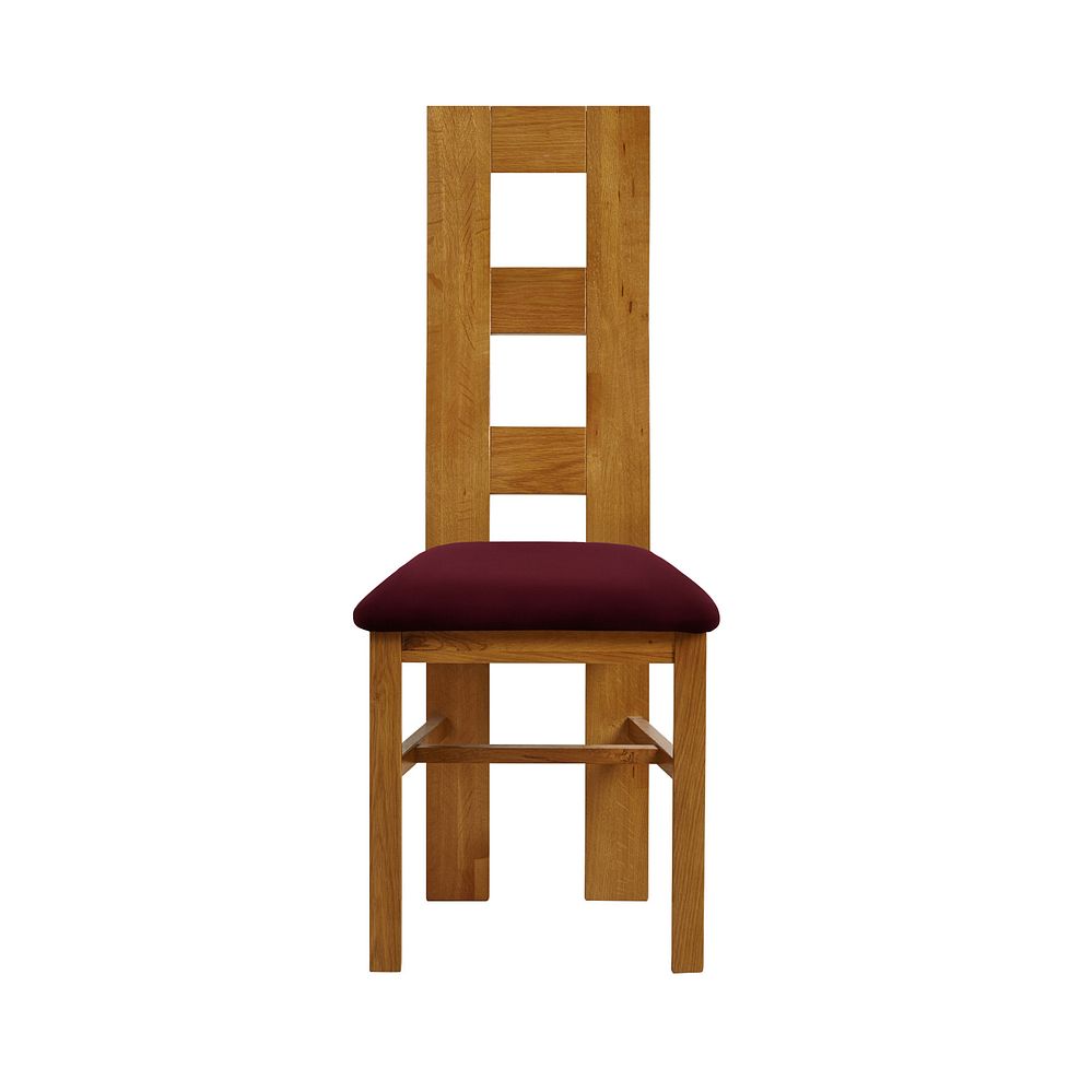 Wave Back Rustic Solid Oak Chair with Shiraz Velvet Seat 2