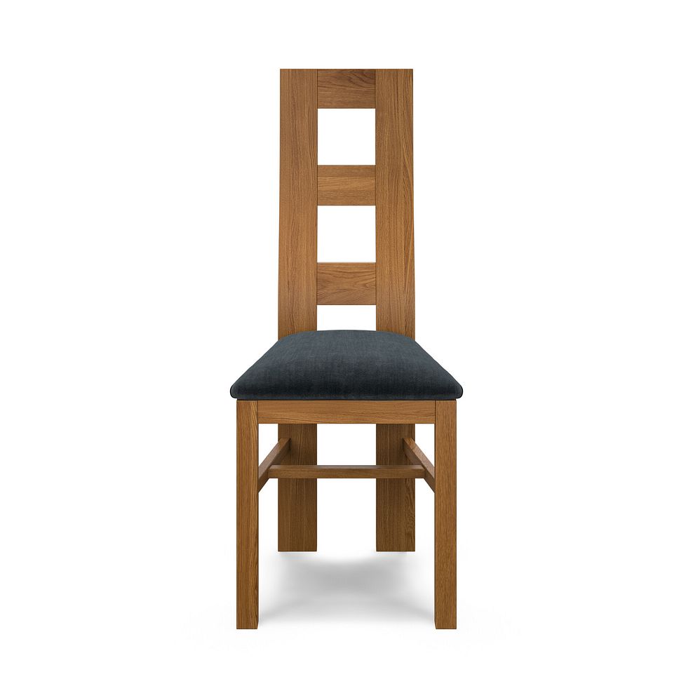 Wave Back Rustic Solid Oak Chair with Verona Charcoal Fabric Seat 2