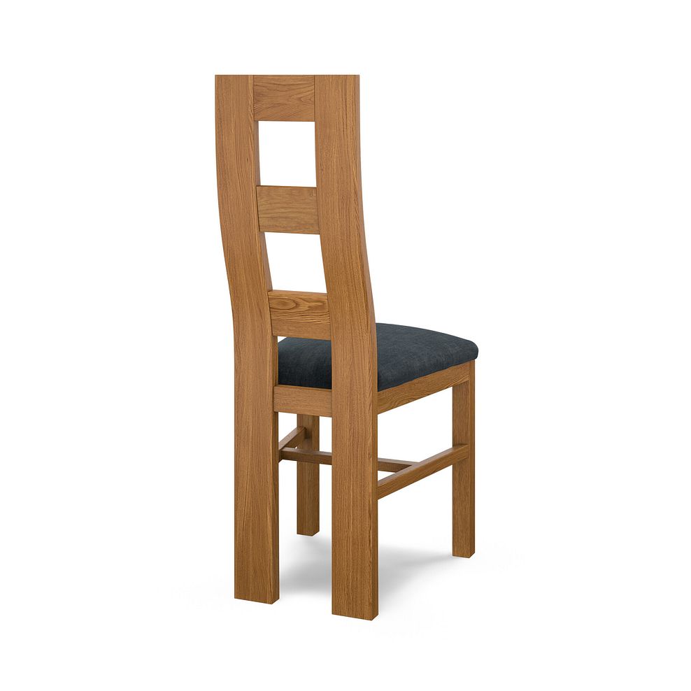 Wave Back Rustic Solid Oak Chair with Verona Charcoal Fabric Seat 4