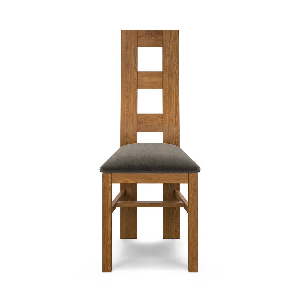 Wave Back Rustic Solid Oak Chair with Verona Chocolate Fabric Seat 2