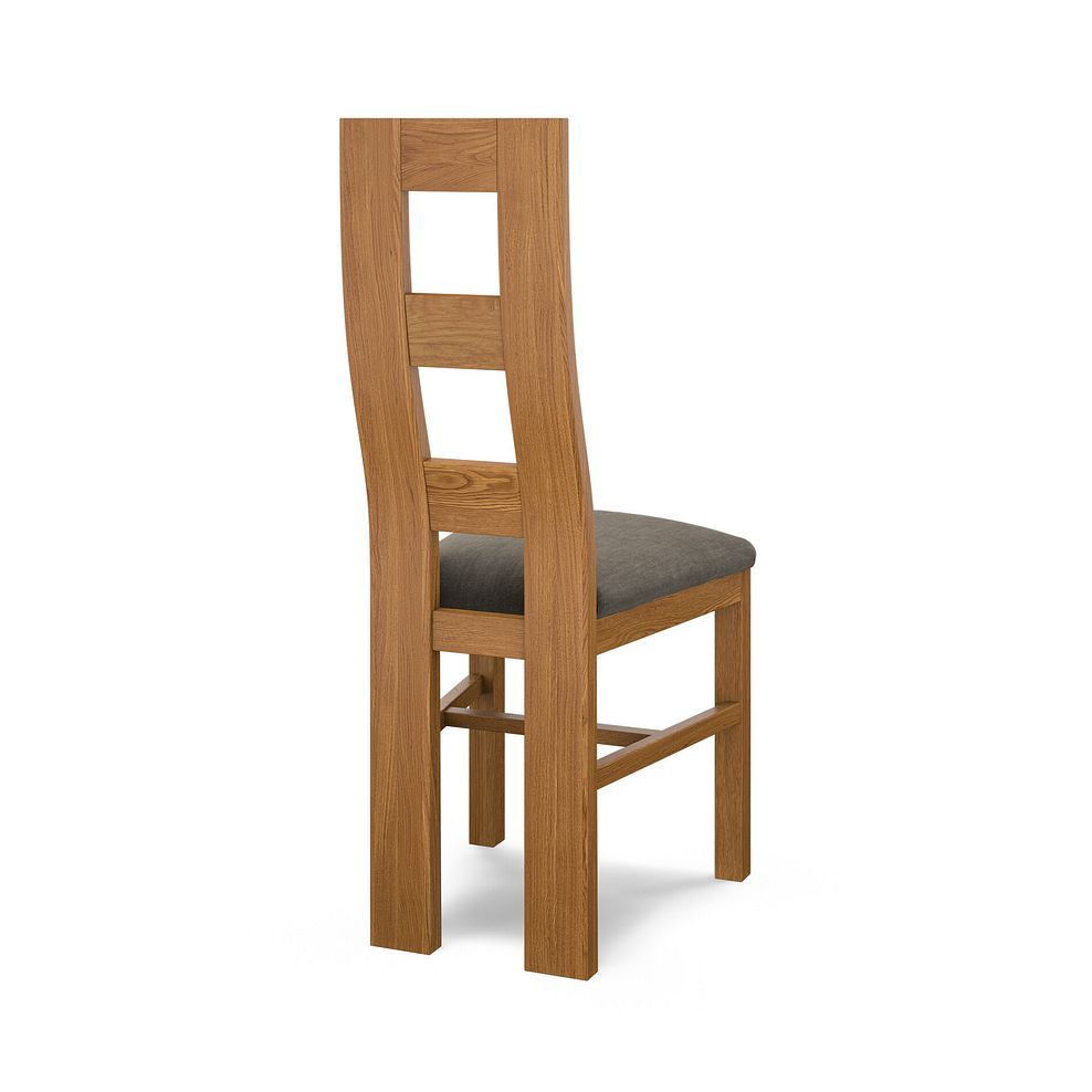 Wave Back Rustic Solid Oak Chair with Verona Chocolate Fabric Seat 4