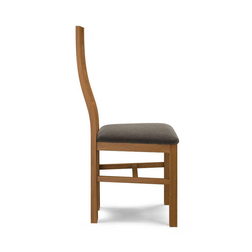 Wave Back Rustic Solid Oak Chair with Verona Chocolate Fabric Seat 3
