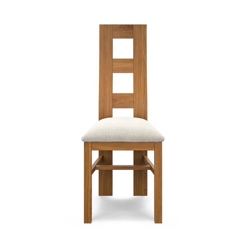 Wave Back Rustic Solid Oak Chair with Verona Cream Fabric Seat 2