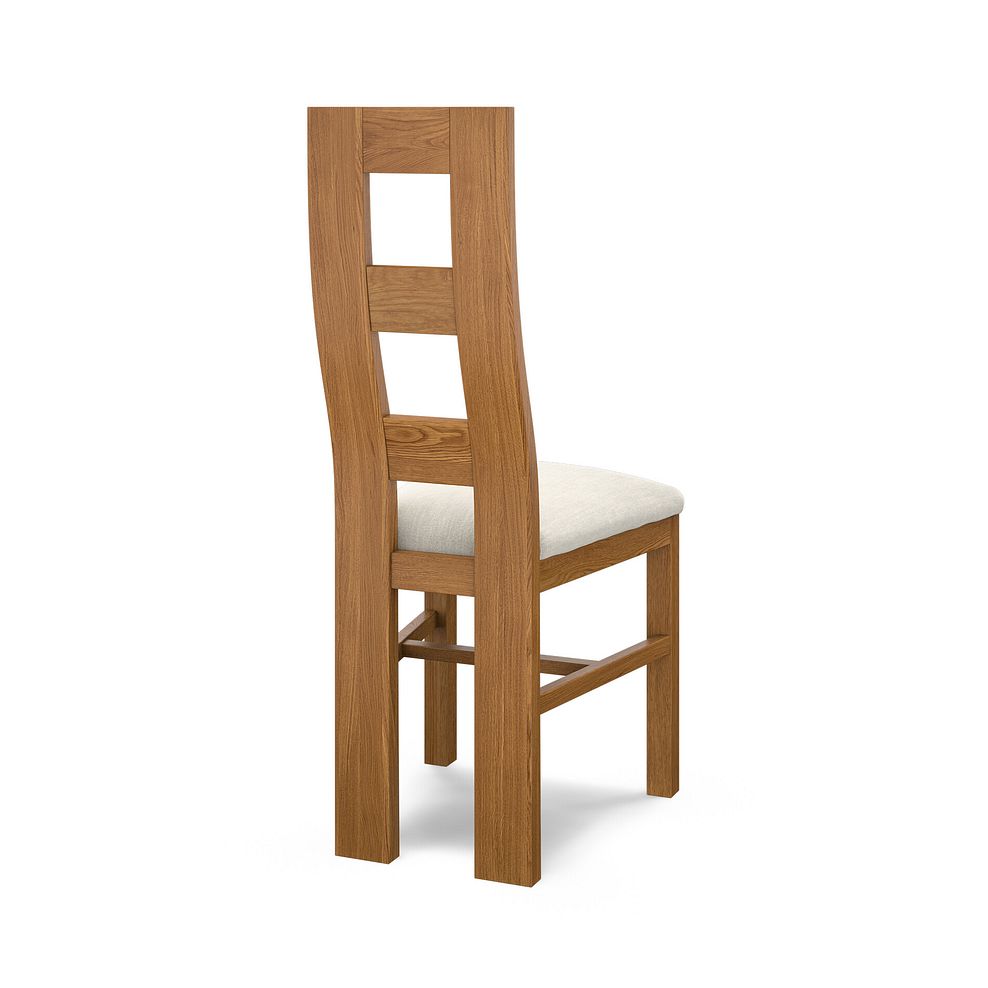 Wave Back Rustic Solid Oak Chair with Verona Cream Fabric Seat 4