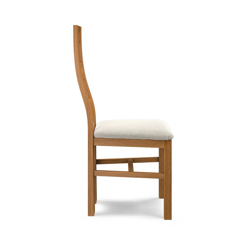 Wave Back Rustic Solid Oak Chair with Verona Cream Fabric Seat 3