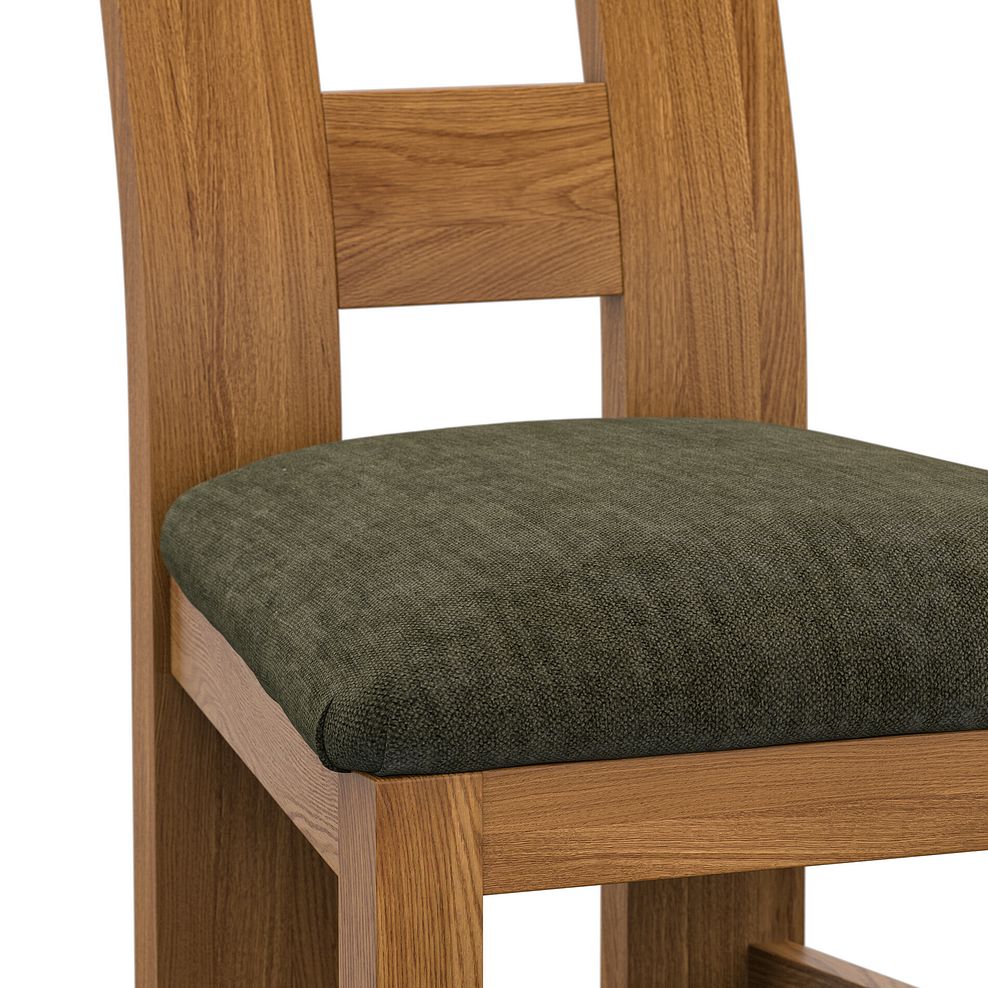 Wave Back Rustic Solid Oak Chair with Verona Green Fabric Seat 5