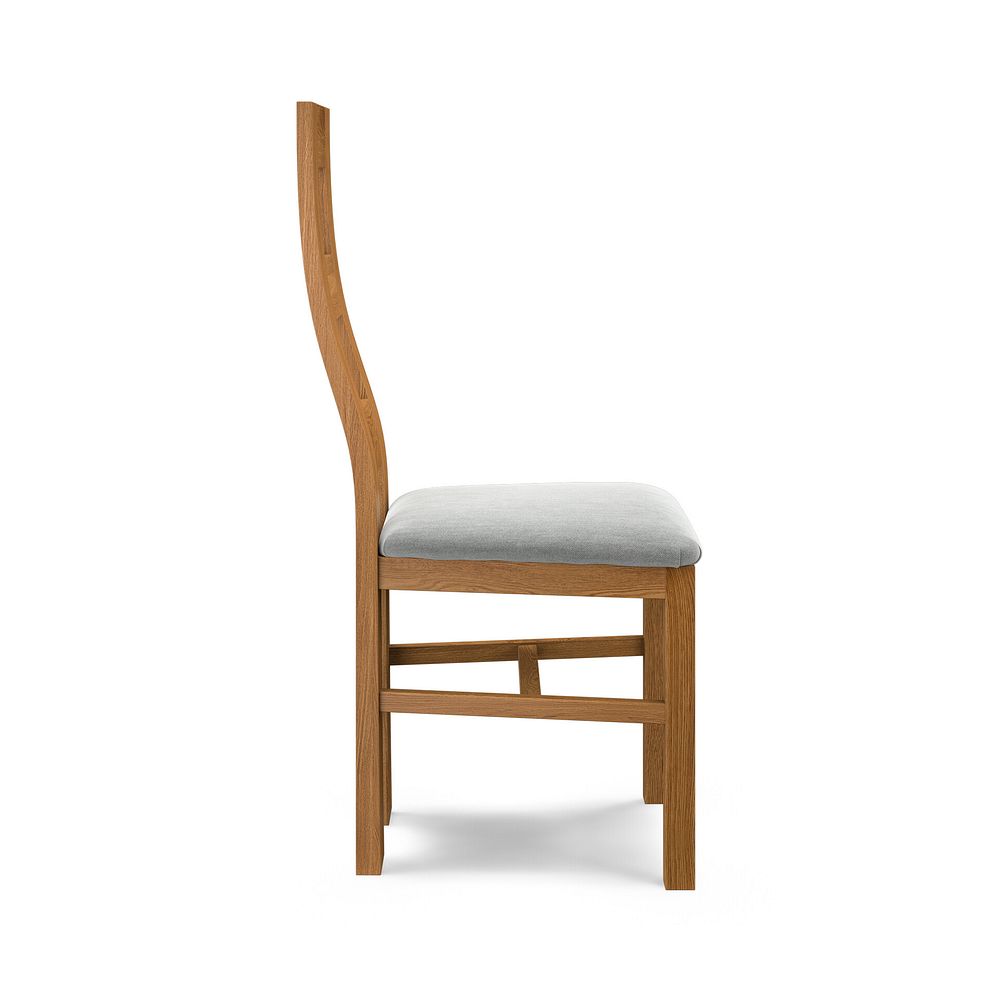 Wave Back Rustic Solid Oak Chair with Verona Grey Fabric Seat 3