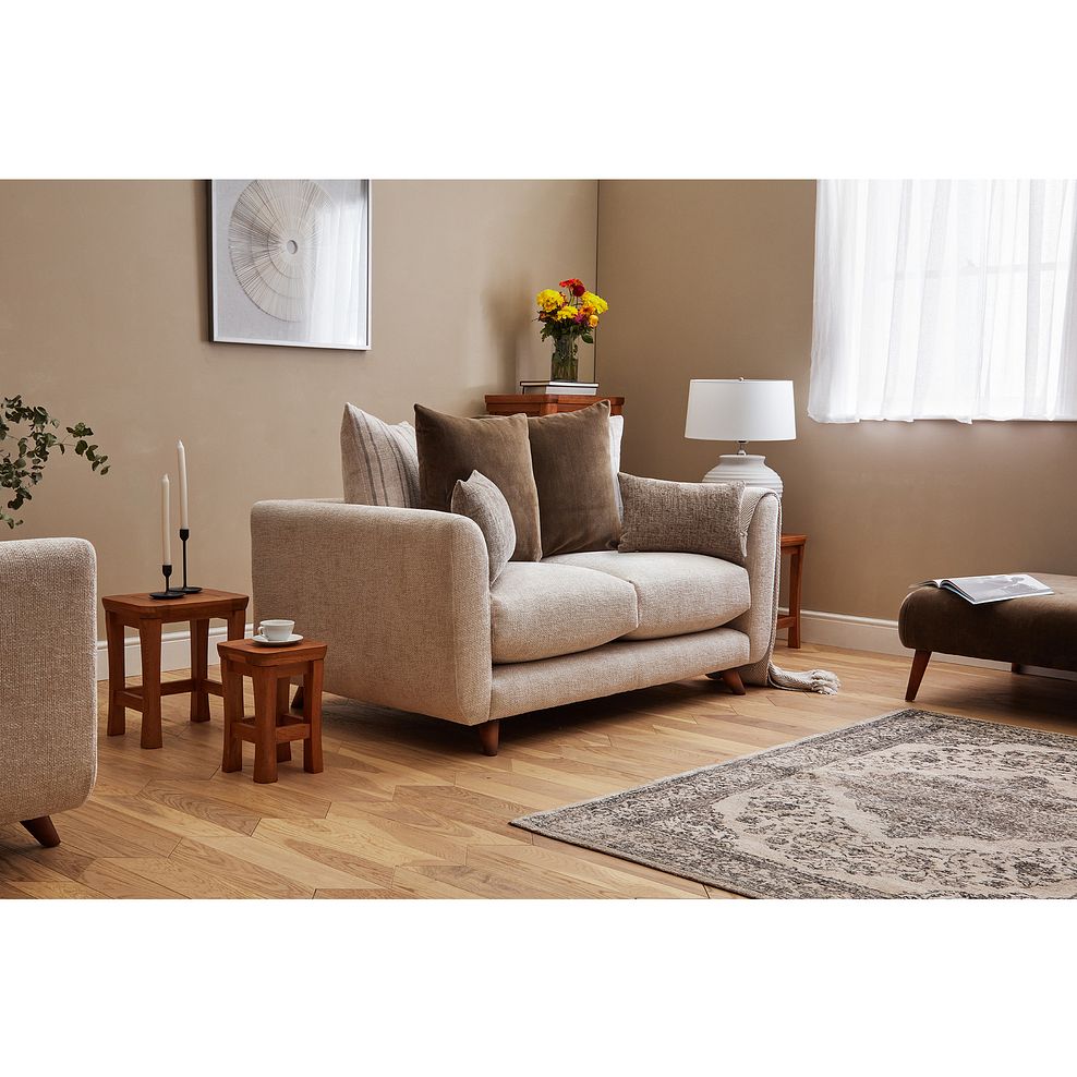Willoughby 2 Seater Pillow Back Sofa in Cream Fabric Thumbnail 1