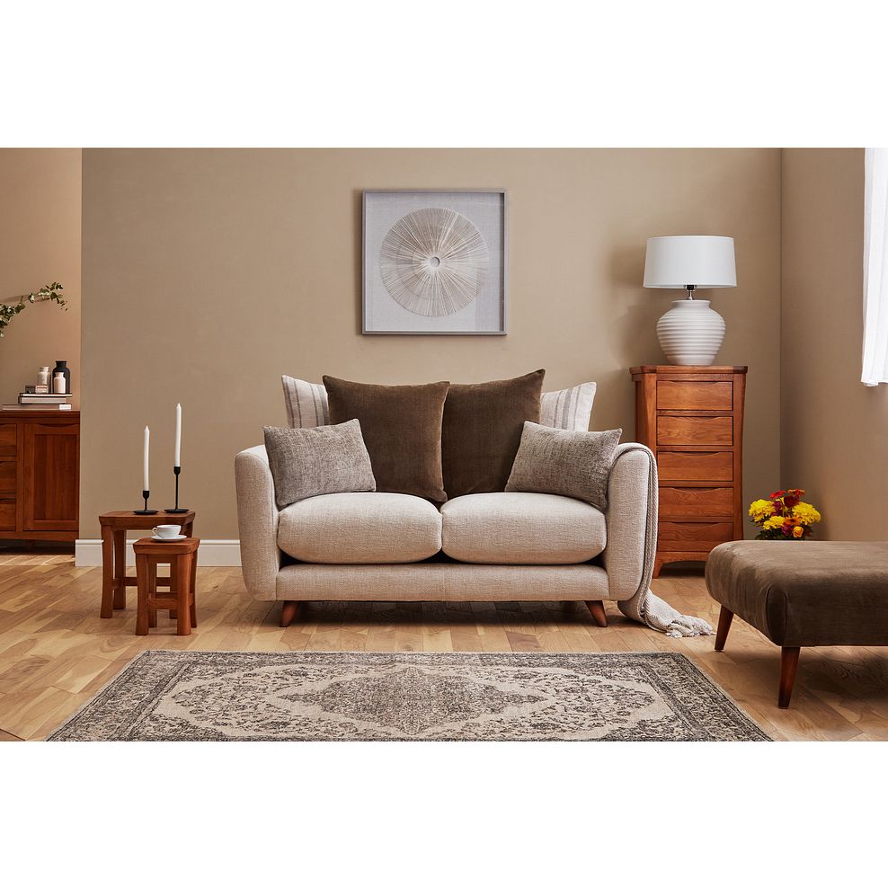 Willoughby 2 Seater Pillow Back Sofa in Cream Fabric Thumbnail 2