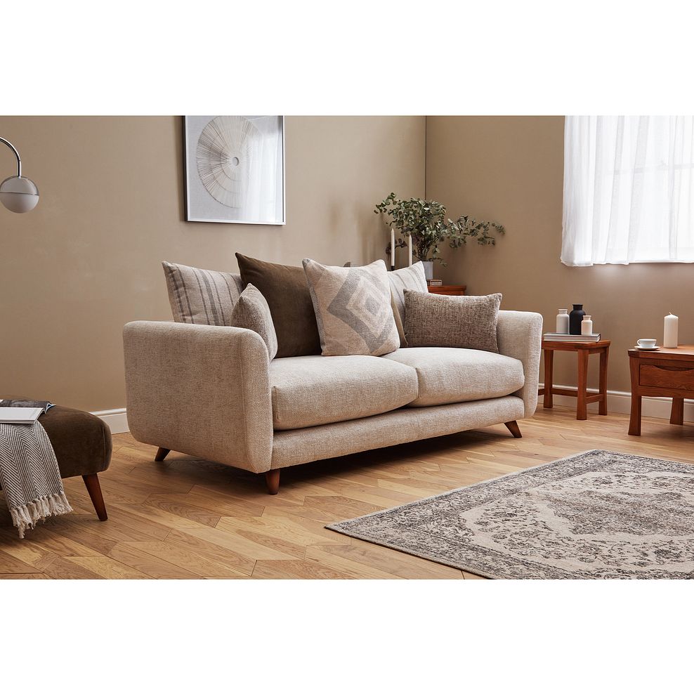 Willoughby 4 Seater Pillow Back Sofa in Cream Fabric 1