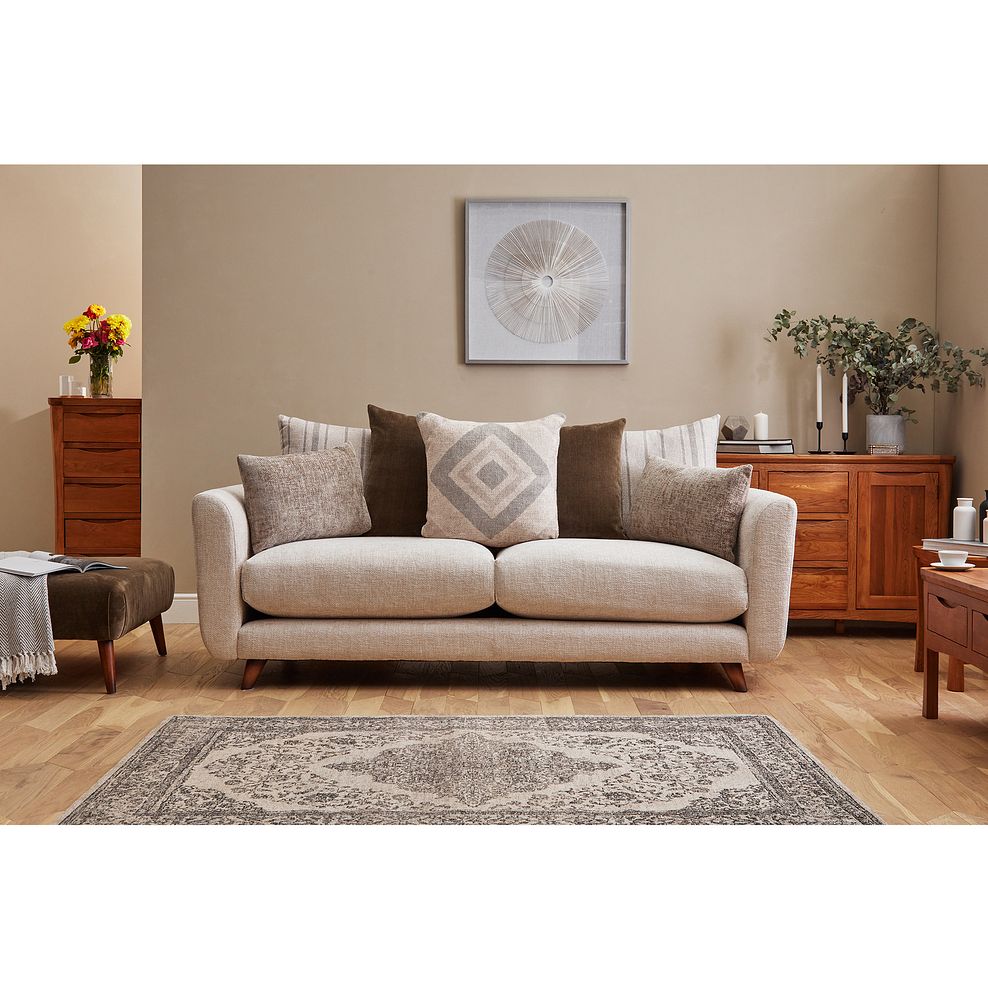 Willoughby 4 Seater Pillow Back Sofa in Cream Fabric Thumbnail 2