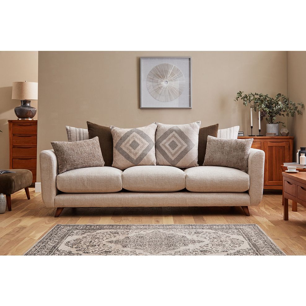Willoughby Large 4 Seater Pillow Back Sofa in Cream Fabric 2