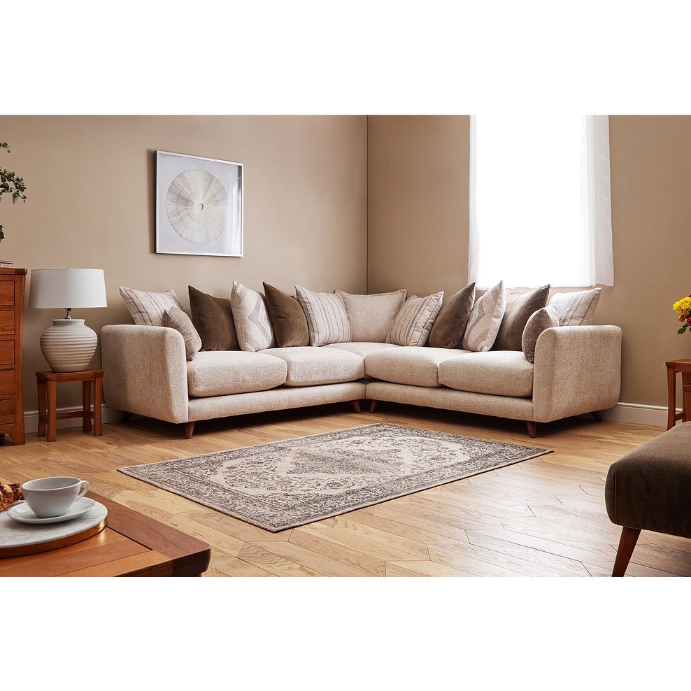 Willoughby Large Pillow Back Corner Sofa in Cream Fabric 1