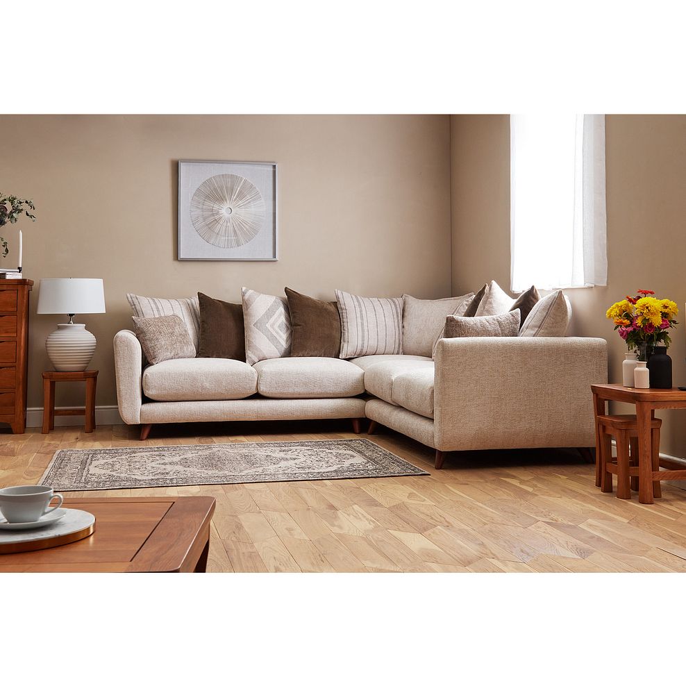 Willoughby Large Pillow Back Corner Sofa in Cream Fabric 2