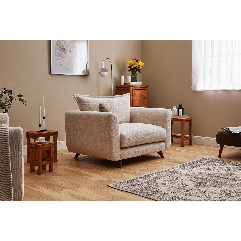Willoughby High Back Loveseat in Cream Fabric 1