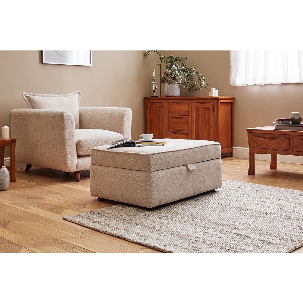 Willoughby Storage Footstool in Cream Fabric Thumbnail 1