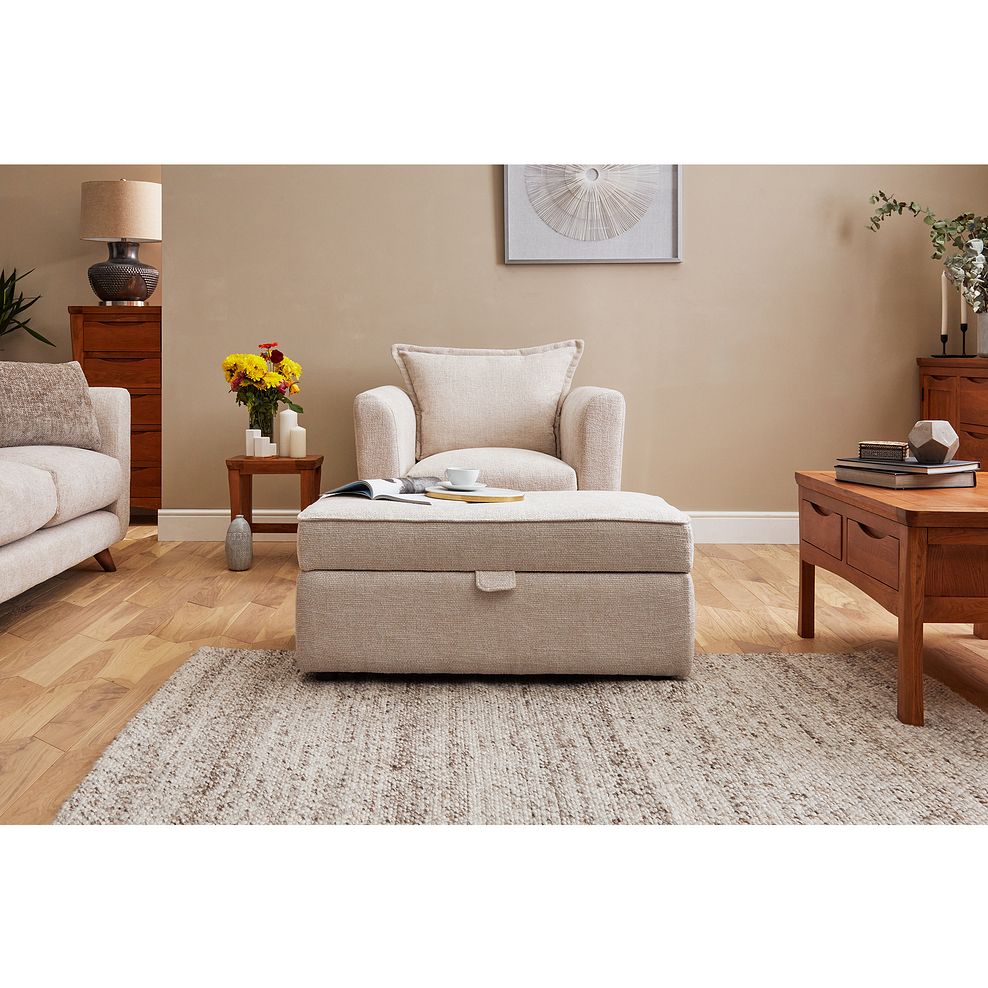 Willoughby Storage Footstool in Cream Fabric 2