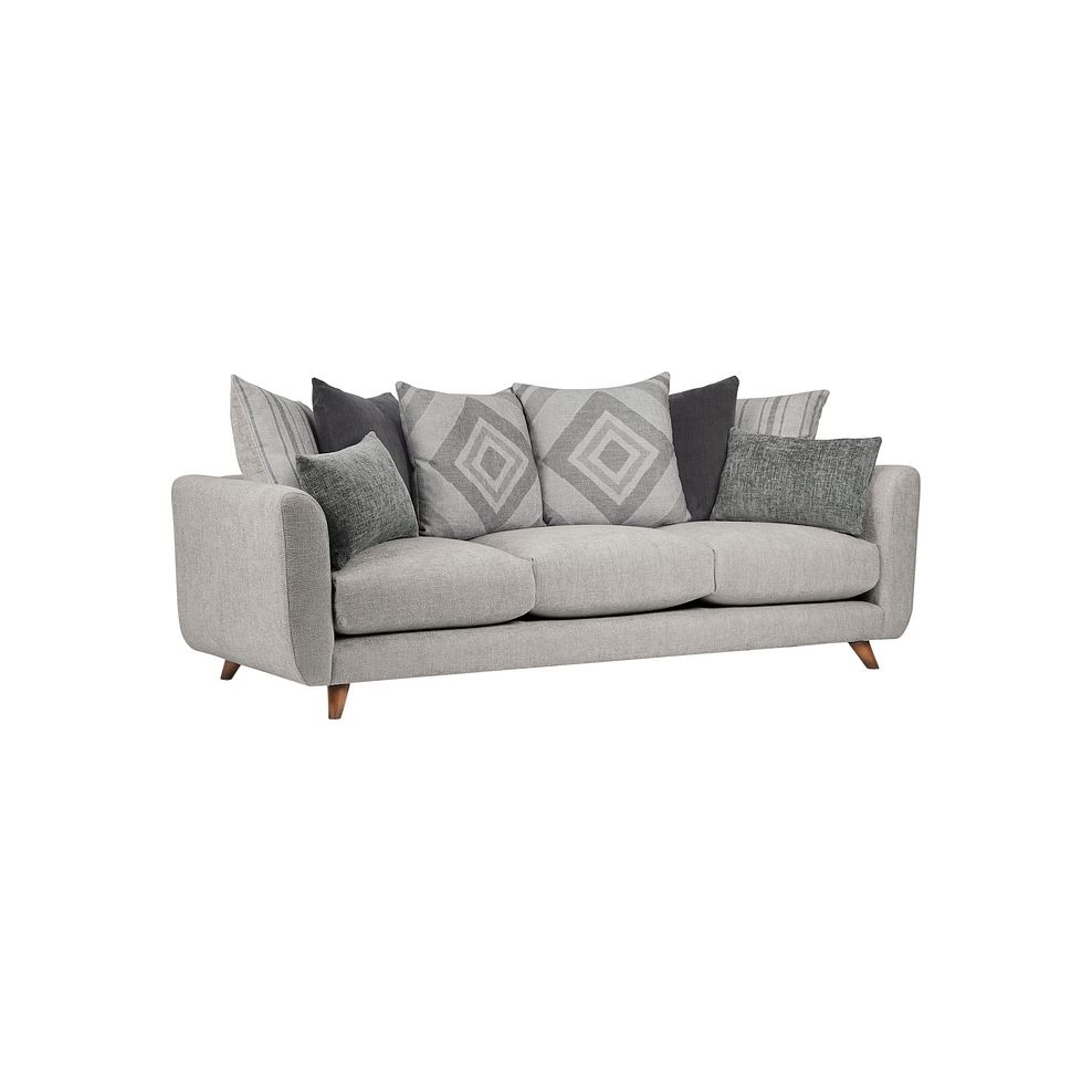 Willoughby Large 4 Seater Pillow Back Sofa in Silver Fabric 1