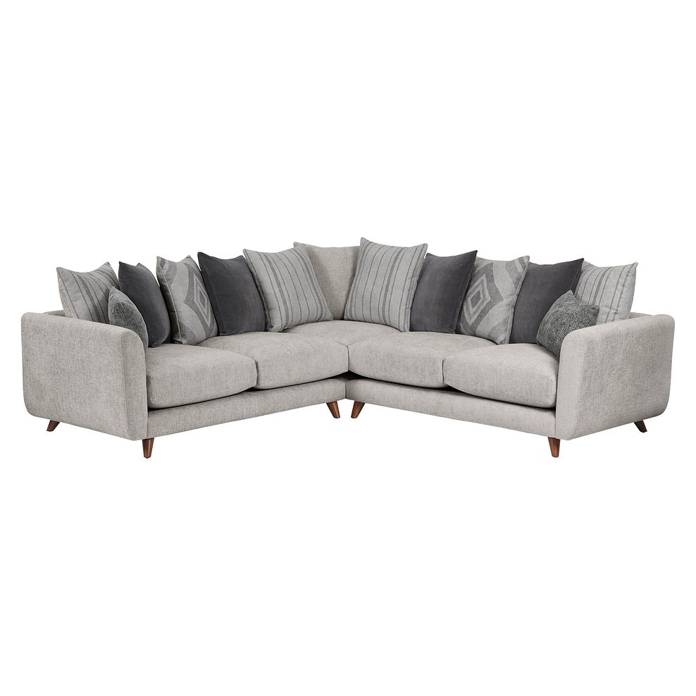 Willoughby Large Pillow Back Corner Sofa in Silver Fabric 1
