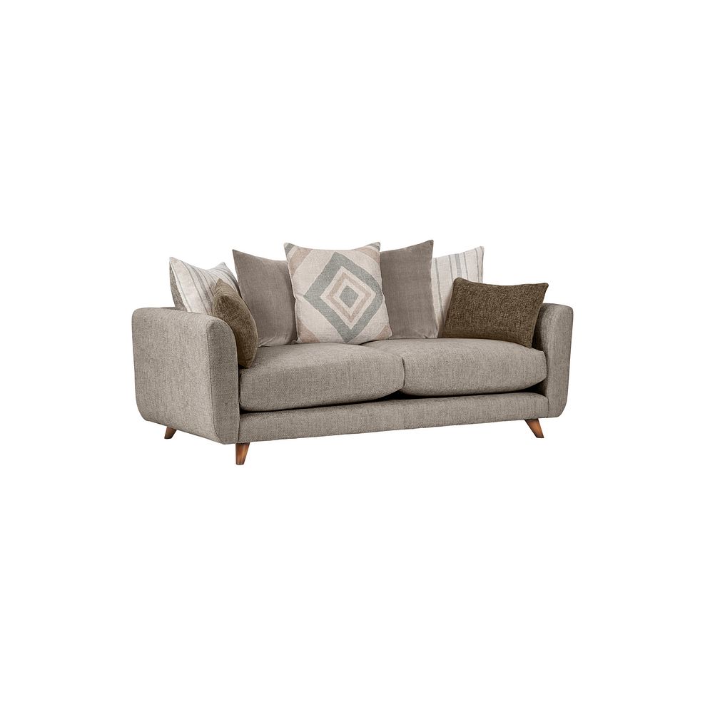 Willoughby 4 Seater Pillow Back Sofa in Stone Fabric 1