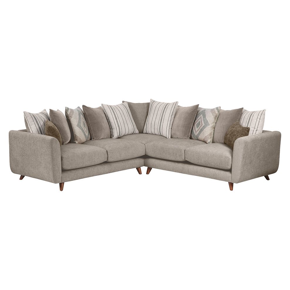 Willoughby Large Pillow Back Corner Sofa in Stone Fabric 1
