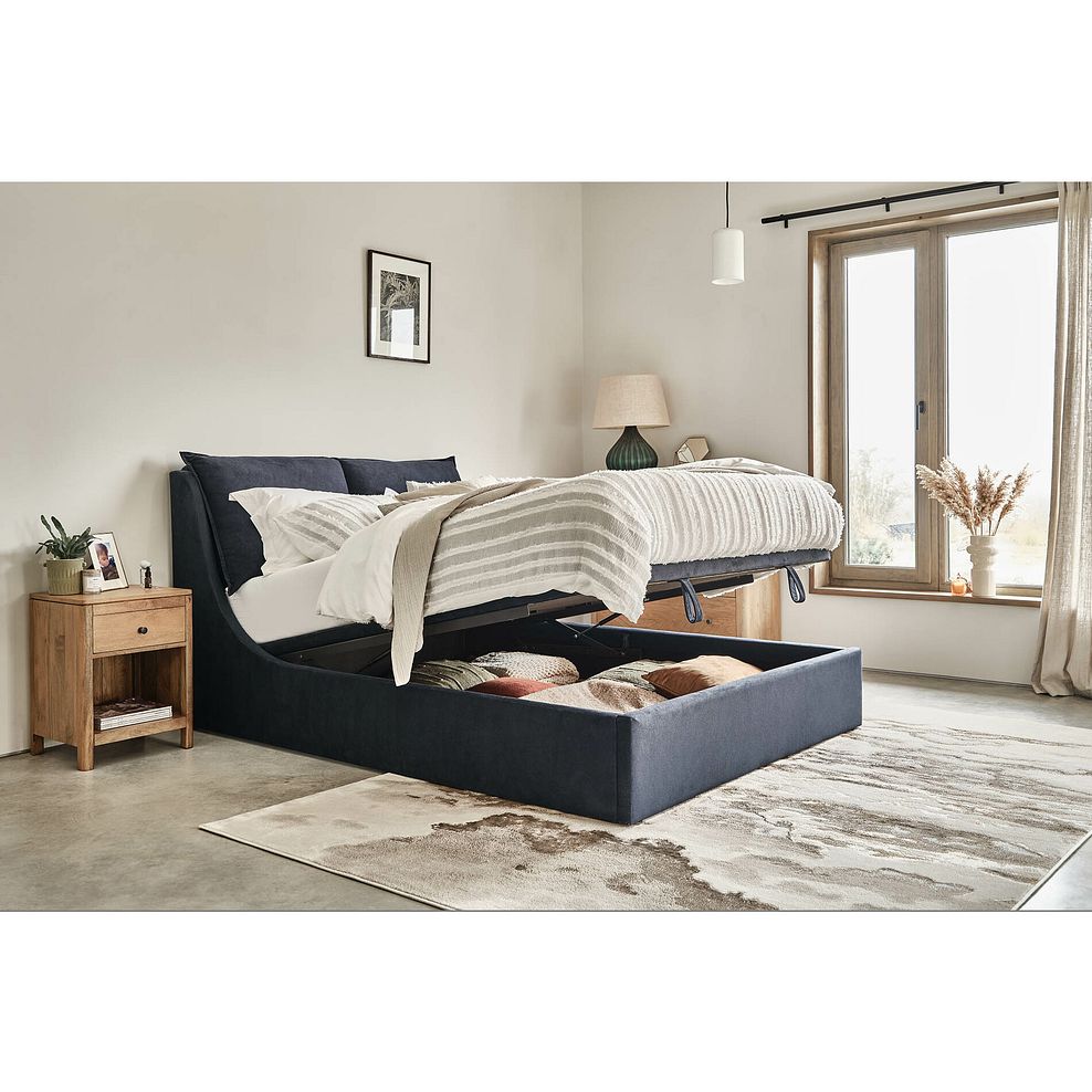 Wren Double Ottoman Bed in Smooth Midnight Fabric 1
