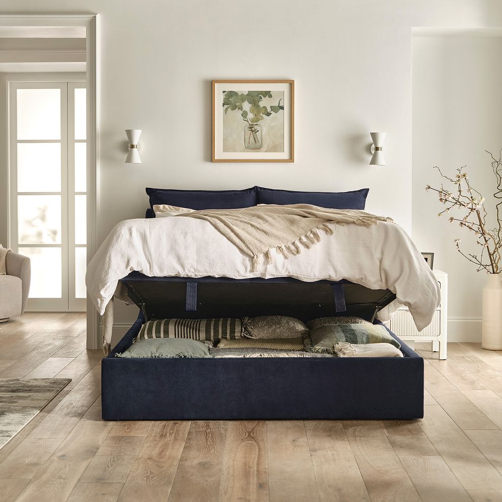 Wren Double Ottoman Bed in Smooth Midnight Fabric 4