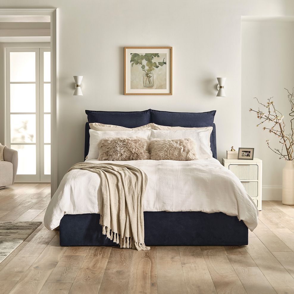 Wren Double Ottoman Bed in Smooth Midnight Fabric 3