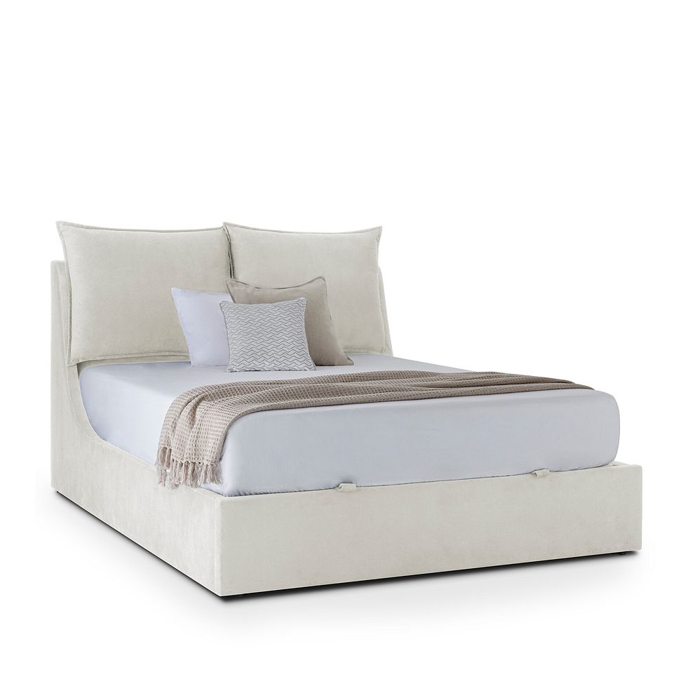 Wren Double Ottoman Bed in Smooth Stone Fabric 1
