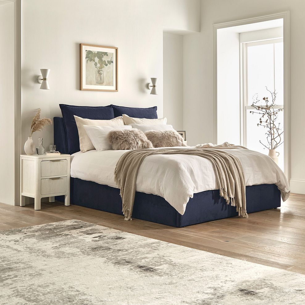 Wren King-Size Ottoman Bed in Smooth Midnight Fabric 1