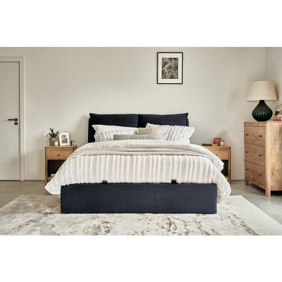 Wren Super King-Size Ottoman Bed in Smooth Midnight Fabric 3