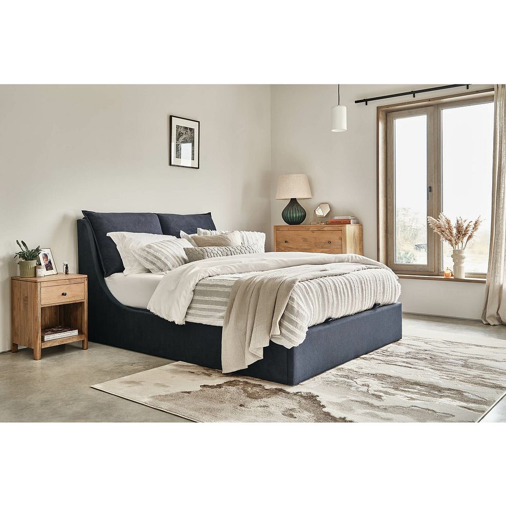 Wren Super King-Size Ottoman Bed in Smooth Midnight Fabric 1