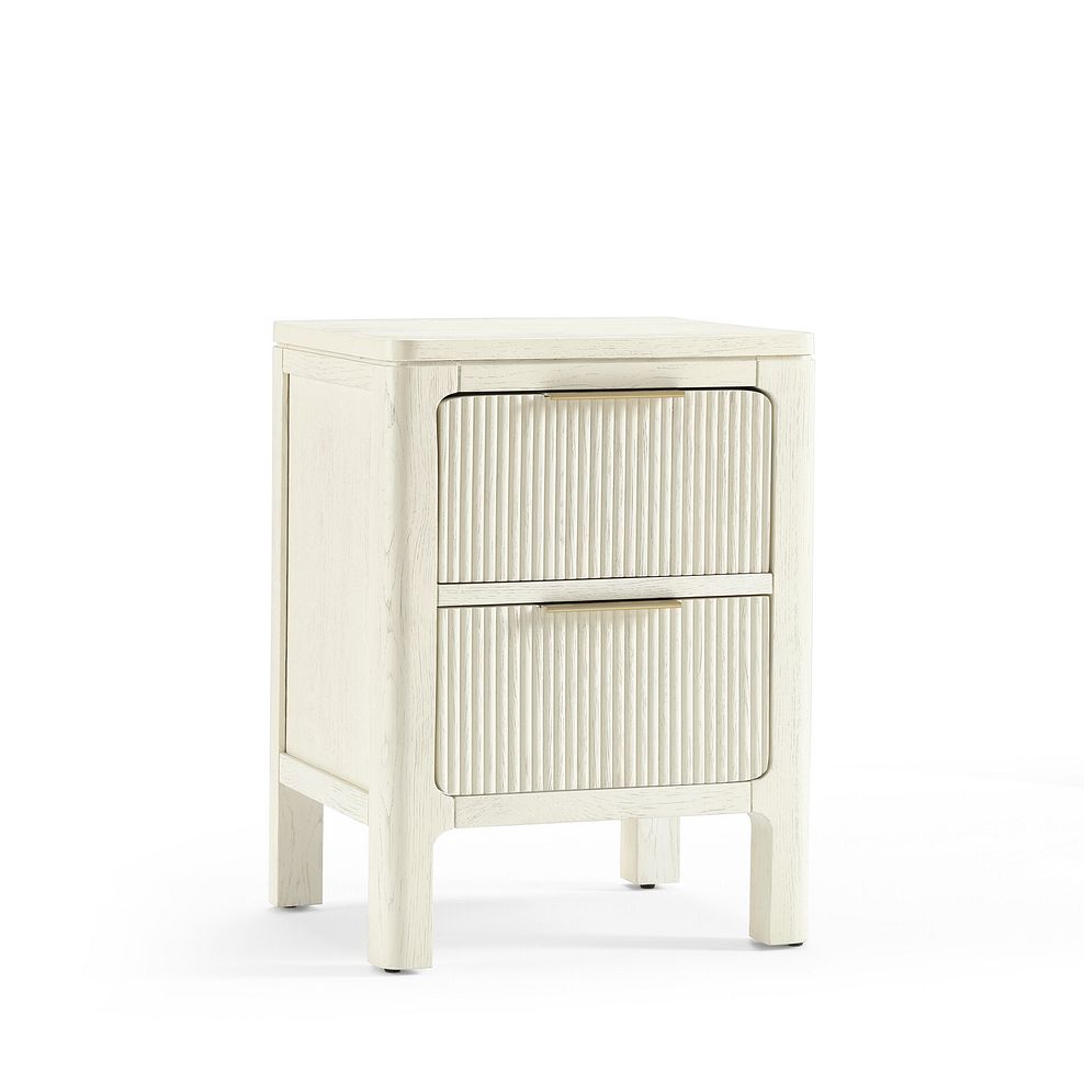 Wren White Painted Solid Oak 2 Drawer Bedside Table 3
