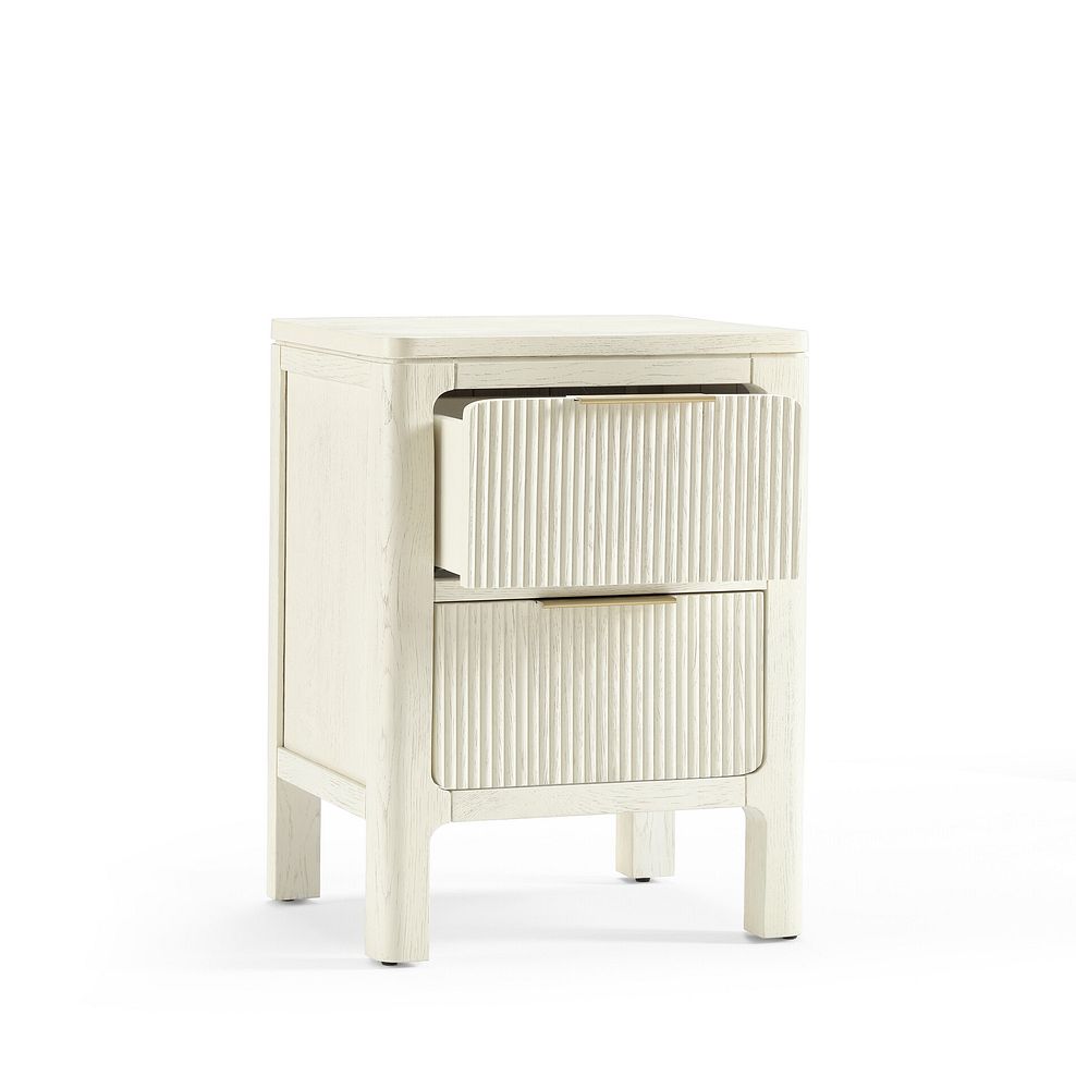 Wren White Painted Solid Oak 2 Drawer Bedside Table 4