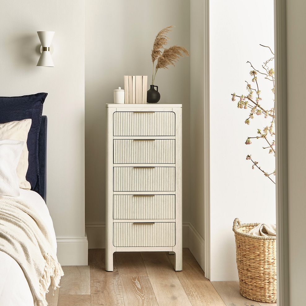 Wren White Painted Solid Oak 5 Drawer Tallboy 1