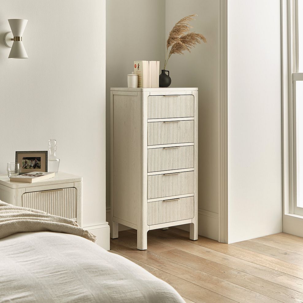 Wren White Painted Solid Oak 5 Drawer Tallboy 2