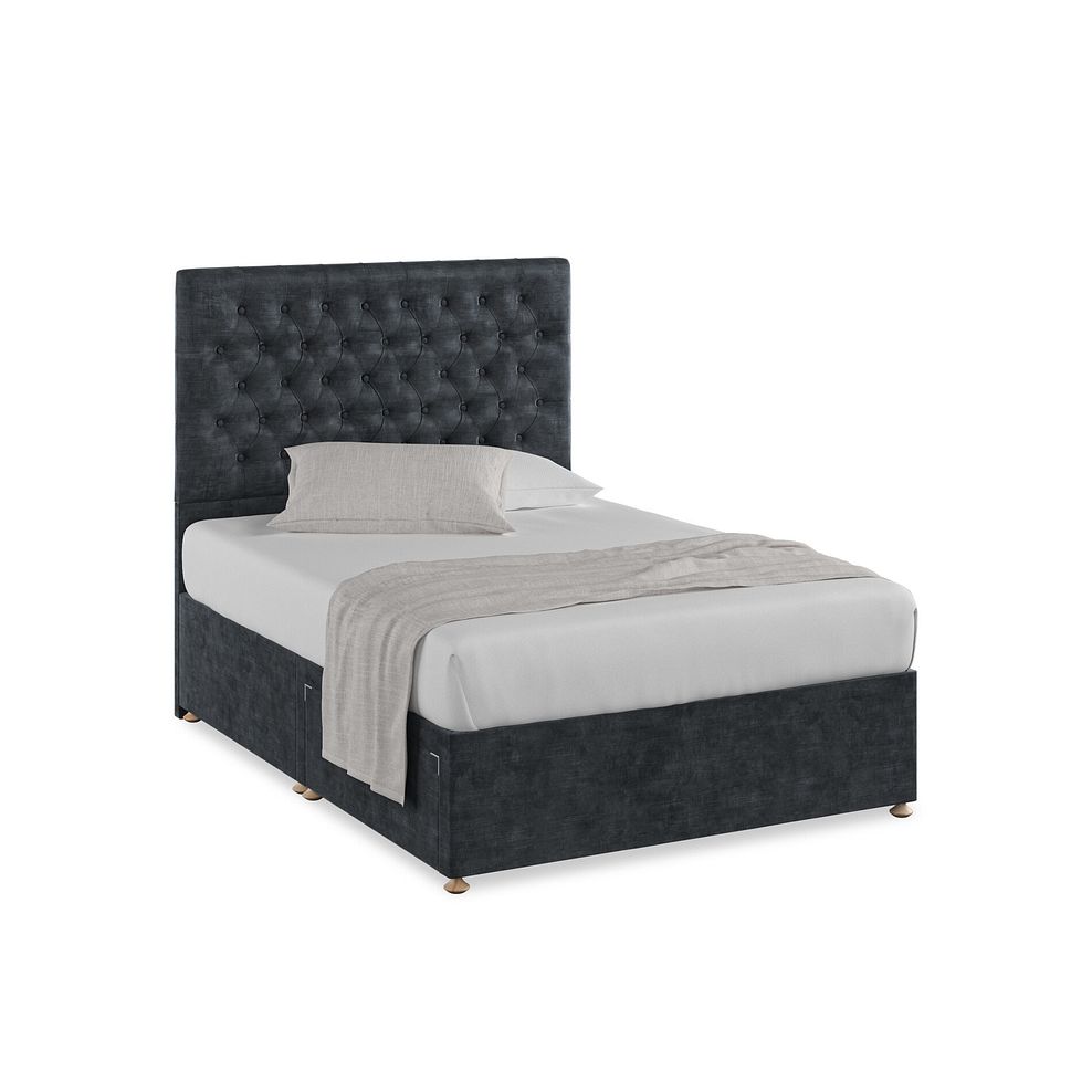 Wycombe Double 2 Drawer Divan in Heritage Velvet - Charcoal 1
