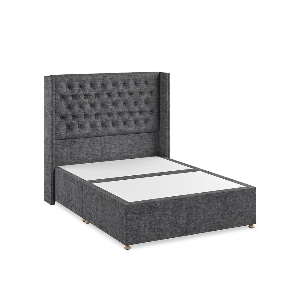 Wycombe Double 2 Drawer Divan with Winged Headboard in Brooklyn Fabric - Asteroid Grey 2
