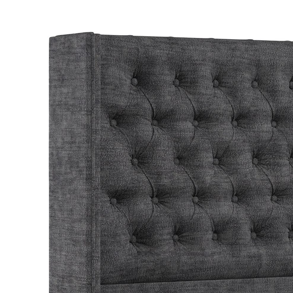Wycombe Double 2 Drawer Divan with Winged Headboard in Brooklyn Fabric - Asteroid Grey 5
