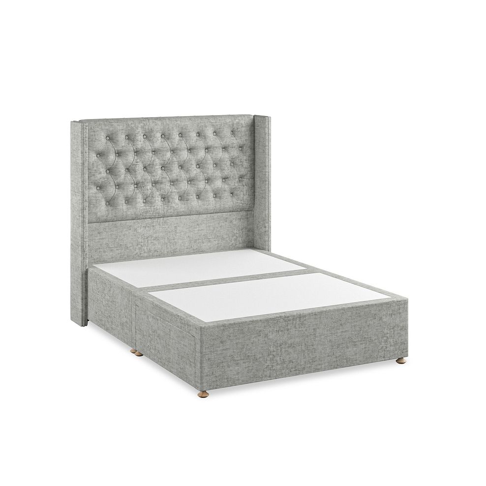 Wycombe Double 2 Drawer Divan with Winged Headboard in Brooklyn Fabric - Fallow Grey Thumbnail 2